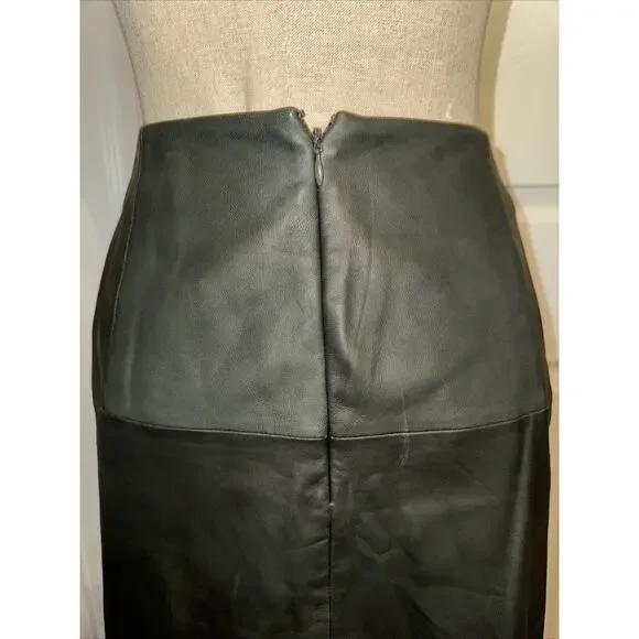 CLASSIQUES ENTIER Women’s Gray Green Faux Wrap Leather Skirt Size 10 26” Length‎ - Picture 6 of 8
